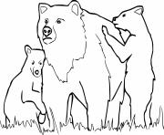 Printable Black Bear and Two Cubs coloring pages