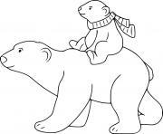 Polar Bear Cub on Mothers Back