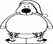 Printable Polar Bear in the Christmas Hat coloring pages