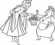 Aurora Gives a Basket of Flowers to a Woman