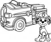 Printable Marshall and His Fire Truck coloring pages
