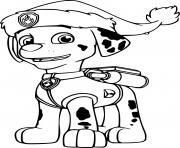 Printable Paw Patrol Marshall in the Christmas Hat coloring pages