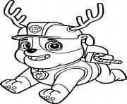 Printable Running Rubble Dressed As a Reindeer coloring pages