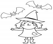 Cute Witch and Bats