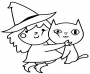 Cute Witch and Cat