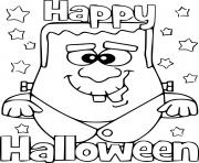 Printable Frankenstein Says Happy Halloween coloring pages
