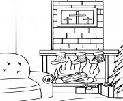 Fireplace with Three Stockings
