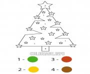 christmas tree with stars easy color by number