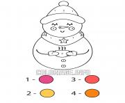snowman with a hot chocolate to warm up color by number