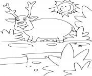 Printable Fat Reindeer in the Sun coloring pages