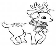 Printable cute reindeer kids easy christmas coloring pages