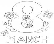 Printable 8th march with flowers coloring pages