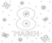 Printable 8 march butterfly flower coloring pages