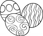 Three Easter Eggs with Circle and Wave Lines