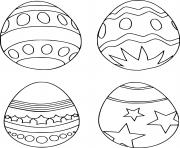 Four Easter Eggs with Various Patterns