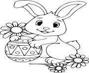 Bunny with Easter Egg and Flowers