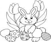 Bunny with Flowers and Eggs