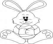 Cartoon Easter Bunny Holds an Egg