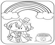Printable saint patricks day in irland girl and rainbow coloring pages